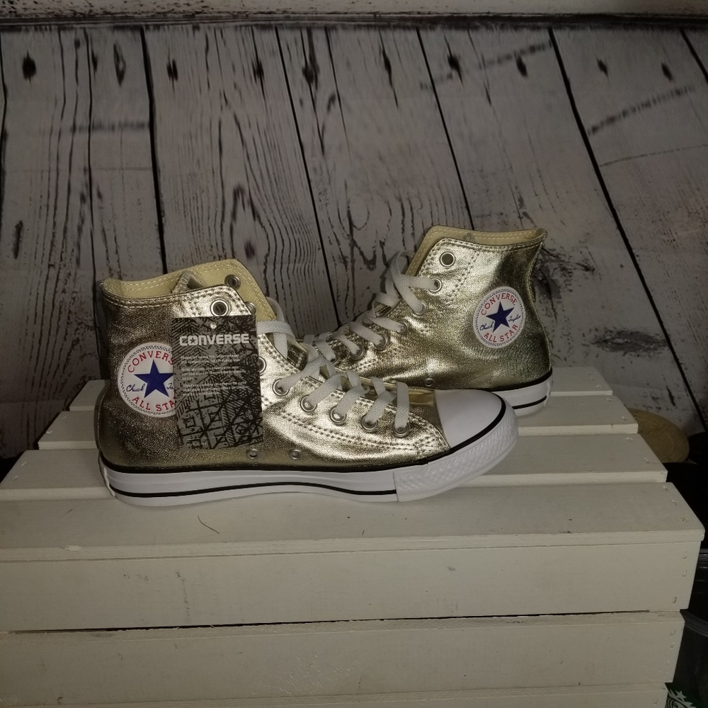 Nwt metallic gold converse chucks highs